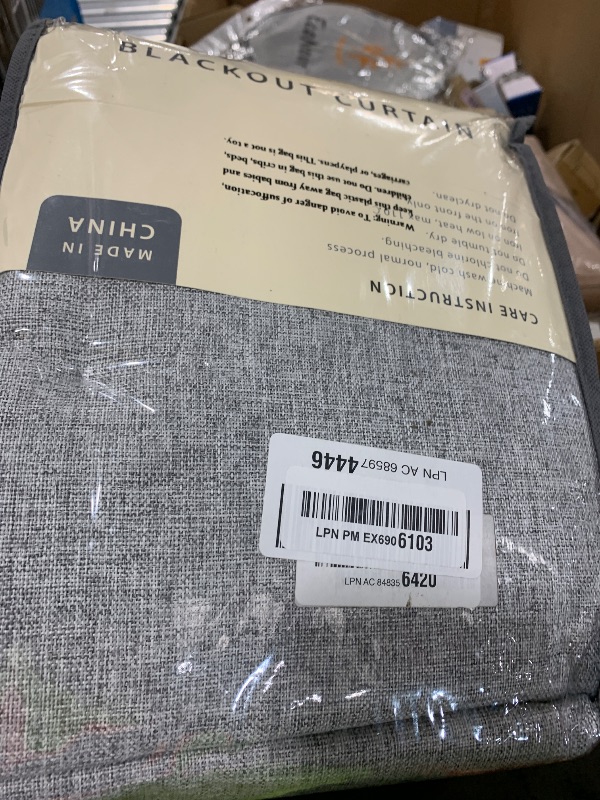 Photo 1 of INOVADAY 100% Blackout Curtains for Bedroom, Black Out Curtains 108 Inch Long, Clip Rings Linen Blackout Drapes, Thermal Insulated Room Darkening for Living Room, 2 Panels - Grey,W50xL108