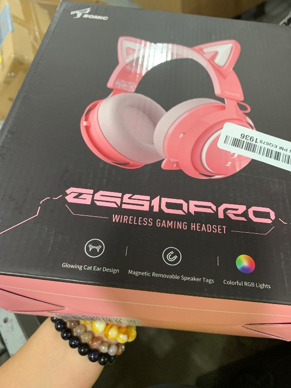 Photo 1 of SOMIC Cat Ear Headphones, 2.4G/Bluetooth Wireless Gaming Headset for PS5, PS4, PC with RGB Lights and Retractable Mic, 10Hrs Playtime, 7.1 Surround Sound for Laptop, Smartphone-GS510 Pro - Pink