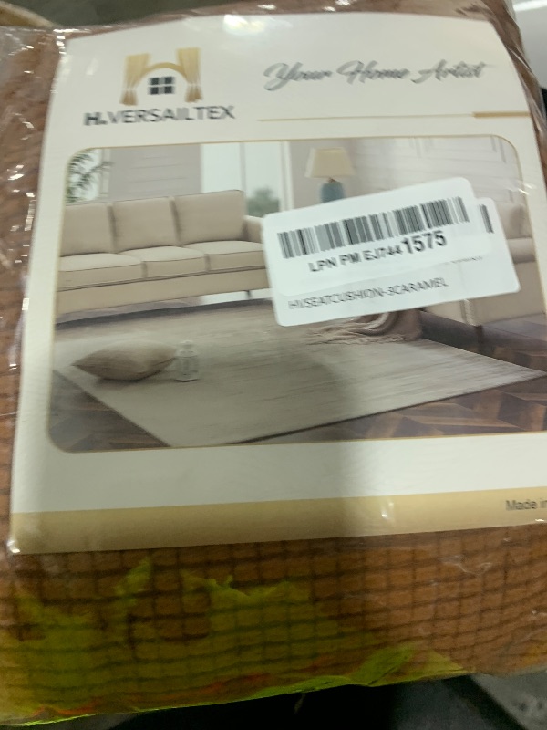Photo 1 of H.VERSAILTEX Super Stretch Individual Seat Cushion Covers - Sofa & Couch Cushion Slipcover Sets - Thick Jacquard Textured Twill Fabric (3 Piece, Caramel)