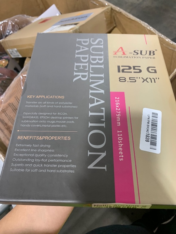 Photo 1 of A-SUB Sublimation Paper 8.5x11 Inch 110 Sheets ONLY Compatible with Sublimation Printer and Sublimation Ink 125g