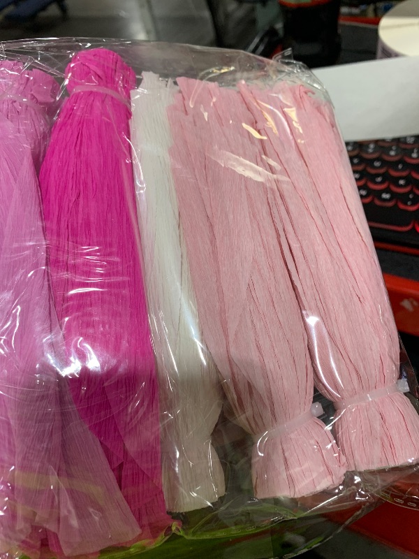 Photo 1 of ANSOMO Pink Paper Flowers Artificial Crepe Tissue Hot Light Pink White Wall Décor Wedding Birthday Bridal Baby Shower Classroom Nursery Room Backdrop Centerpieces 5 Pcs Party Decorations Supplies