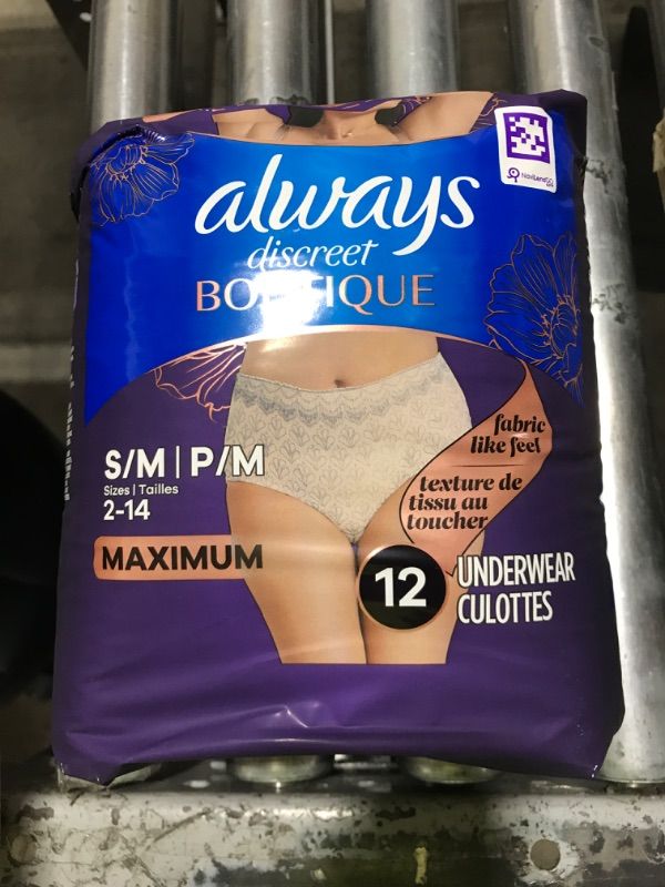 Photo 1 of Always Discreet Boutique Incontinence and Postpartum Underwear for Women, Maximum Protection, Small/Medium, Rosy, 12