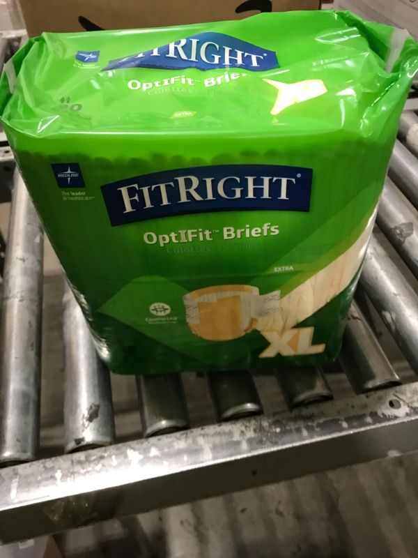 Photo 1 of FitRight Adult Diapers, Extra Heavy Absorbency, XL (Waist Size 56in-64in), 20 Count, OptiFit Incontinence Briefs for Men and Women, Disposable, Moisture Wicking, Leak Protection