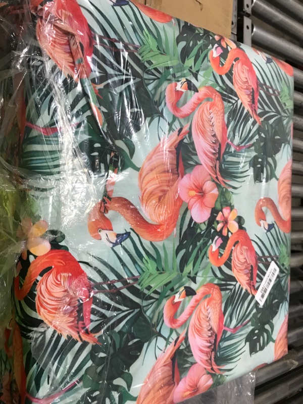 Photo 1 of Polyaround Outdoor Cushions for Patio Furniture Set of 4, 18.5 x 16 x 3 inch Waterproof Outdoor Chair Seat Cushions, Pink Flamingos Square with Non-Slip Ties (Square Corner)