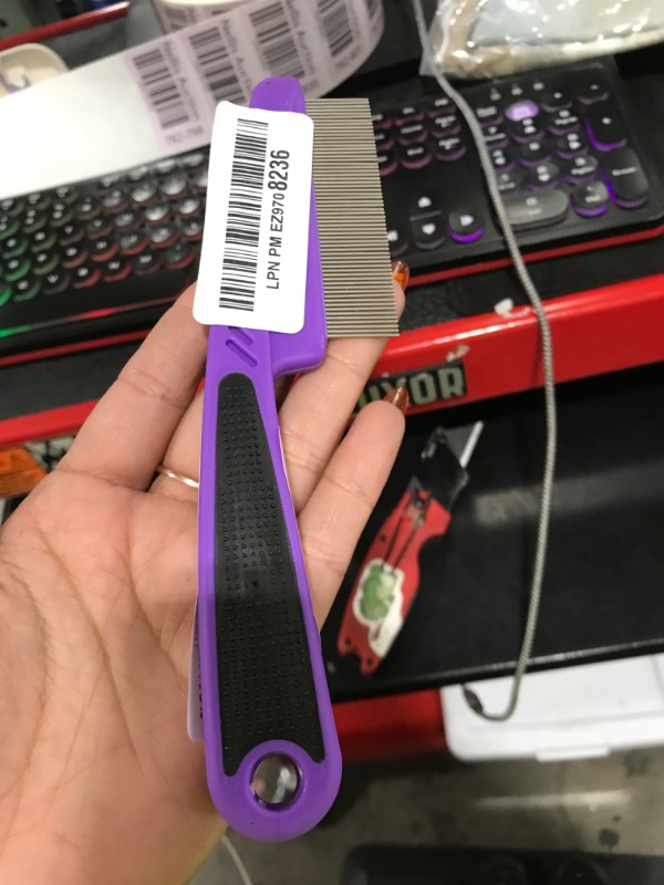 Photo 1 of Yumflan Flea Comb with Rubber Handle, Flea and Tick Combs for Dogs & Cats, Fine Tooth Dog Comb for Grooming (Purple)