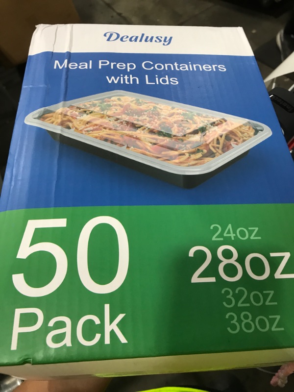 Photo 1 of Dealusy 50 Pack (100-Piece) 28 oz Meal Prep Containers Reusable with Lids, Sturdy Leakproof & Food Safe, Microwave, Freezer, Dishwasher Safe Prep Containers, To Go Take Out Plastic Food Storage