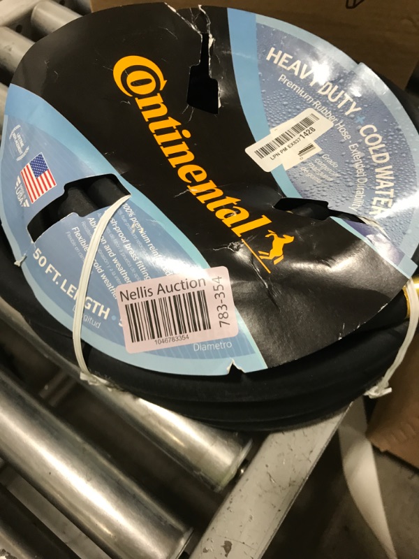 Photo 1 of Continental Premium Garden Black Heavy Duty Cold Water Garden Hose, 5/8in Inside Diameter x 50ft Length, Male x Female Garden Hose Thread