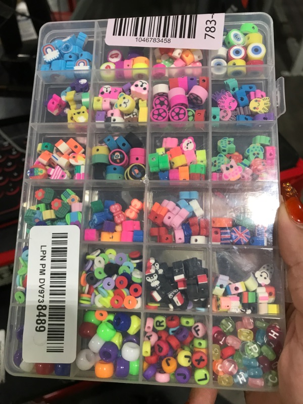 Photo 1 of 1000PCS Polymer Clay Beads Bracelet Making kit, 24 Style Cute Fun Beads Flower Animal Rainbow Eye Charms for Jewelry Necklace Earring Making DIY Accessories for Women Girls