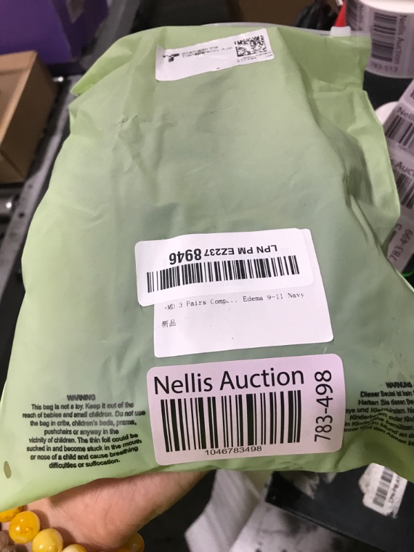 Photo 1 of +MD 3 Pairs Compression Socks for Women & Men 15-20mmHg Cushion Moisture Wicking Support Stockings for Airplane Flights, Travel, Nurses, Edema 9-11 Navy