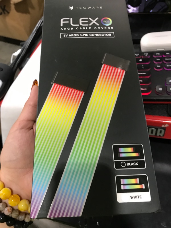Photo 1 of TECWARE Flex RGB, Cable Cover Kit, Light Up LED Strip Set for PSU Extensions, 5V 3 Pin ARGB Sync, Compatible with 8-Pin or 16-Pin GPU Cable, 24-Pin Motherboard Cable, White