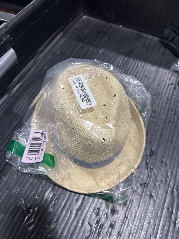 Photo 1 of LLmoway Baby Boy Straw Fedora Hat Infant Beach Sun Protection Hat Outdoor Breathable Panama Cap Denim