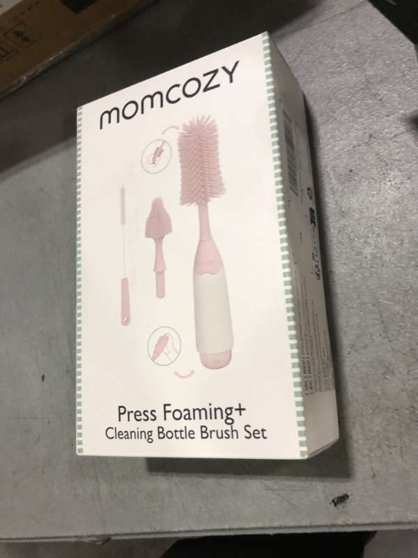Photo 1 of Momcozy Bottle Brush Kit, Innovative Push-Press Design for Better Cleaning - Baby Bottle Cleaner Brush for Baby Bottle, Breast Pumps, Nipples, and More - Can Generate Foam for Better Cleaning, Pink