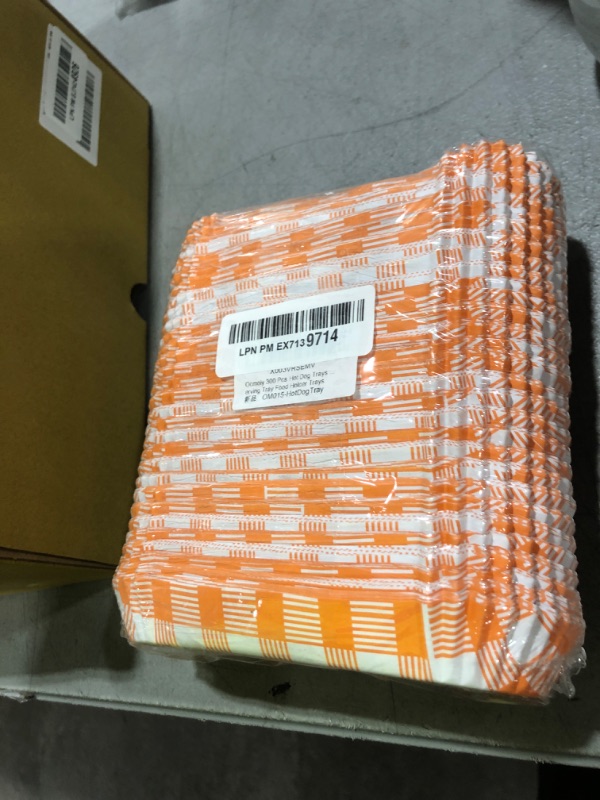 Photo 1 of Ocmoiy 300 Pcs Paper Hot Dog Trays Disposable for Party and BBQ, Food Serving Hot Dog Holders Hotdog Boats 6 Inch Small Fluted Paper Food Trays