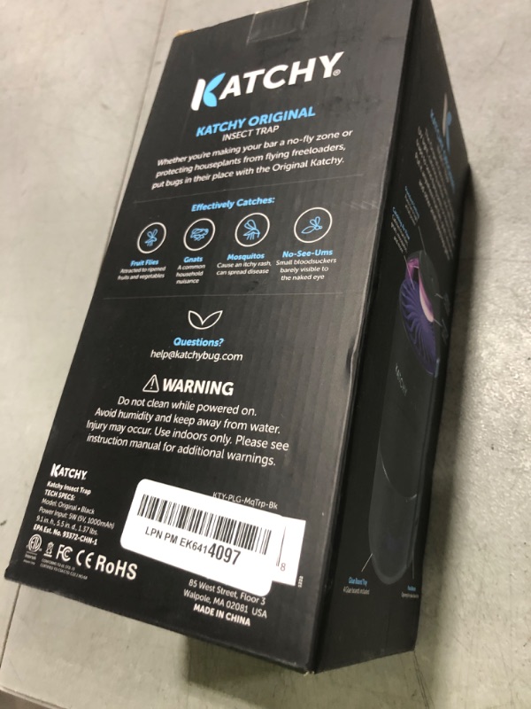 Photo 1 of Katchy Indoor Insect Trap - Catcher & Killer for Mosquitos, Gnats, Moths, Fruit Flies - Non-Zapper Traps for Inside Your Home - Catch Insects Indoors with Suction, Bug Light & Sticky Glue (Black)