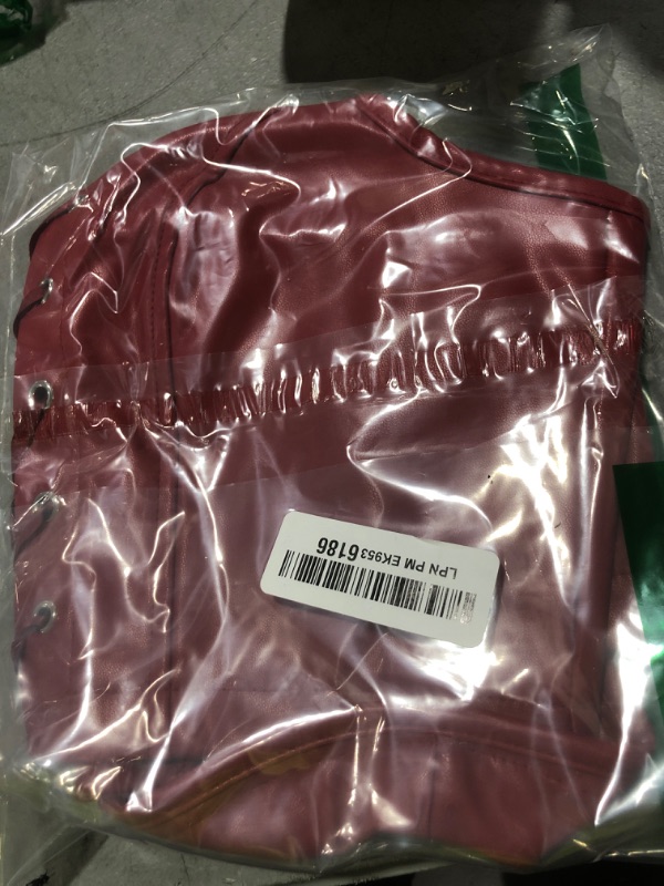 Photo 1 of GIYKBX Trendy Faux Leather Halter Crop Tops for Women - Sexy Deep V-Neck, Lace Up Back, Clubwear, Street Style & Party, Wine Red S
