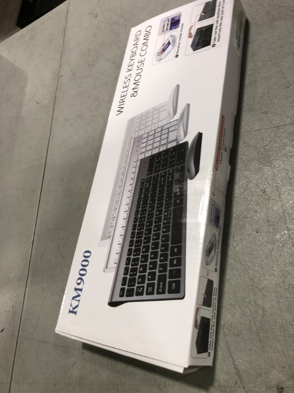 Photo 1 of Wireless Keyboard and Mouse Ultra Slim Combo, TopMate 2.4G Silent Compact USB 2400DPI Mouse and Scissor Switch Keyboard Set with Cover, 2 AA and 2 AAA Batteries, for PC/Laptop/Windows/Mac - Gray Black