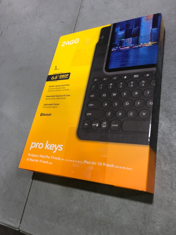 Photo 1 of ZAGG Pro Keys Detachable Case and Wireless Keyboard for Apple iPad Air 11" (M3)/ Pro 11" (Gen 1,2,3,4) and iPad Air (Gen 4,5,& M2), Bluetooth Pairing, Apple Pencil Holder, 6.6ft Drop Protection