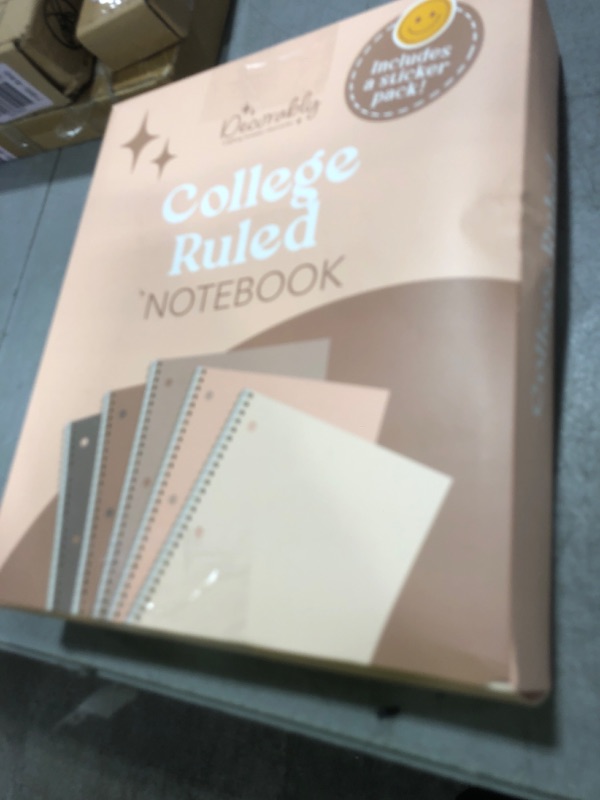 Photo 1 of Decorably 5-Pack 70 Sheets Gold Foiled College Ruled Notebook Pack with Stickers, 8x10.5in Spiral Notebook College Ruled with Lined, 3-Hole Punched, Easy Tear-Off Perforated Pages