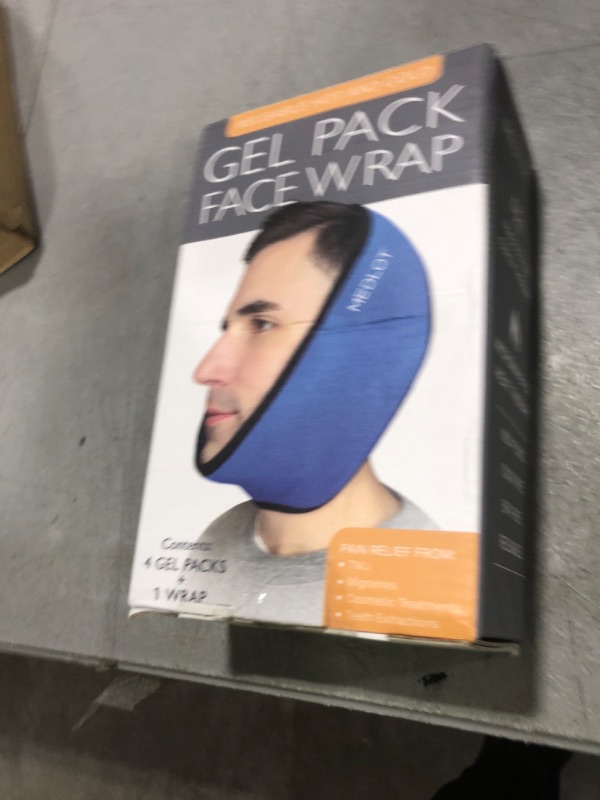 Photo 1 of LotFancy Face Ice Pack Wrap for TMJ, Wisdom Teeth, with 4 Reusable Hot Cold Therapy Gel Packs, Pain Relief for Head, Oral and Facial Surgery, Dental Implants, Blue