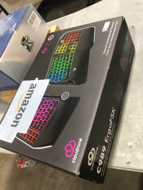 Photo 1 of Cloud Nine C989M Ergonomic Mechanical Keyboard for PC - Kailh Tactile Brown Switches - RGB Light Up LED Backlit with USB - Ergo Split Key Board with Macro