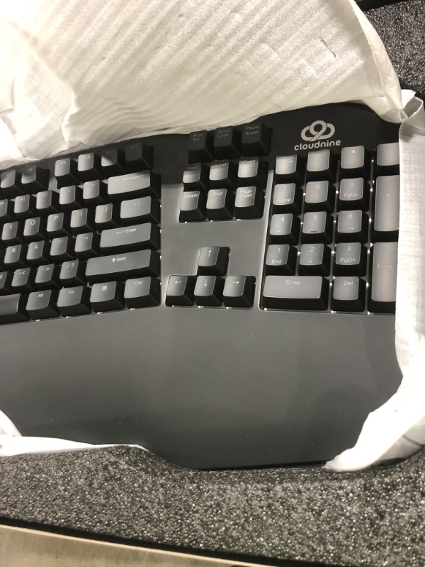 Photo 1 of Cloud Nine C989M Ergonomic Mechanical Keyboard for PC - Kailh Tactile Brown Switches - RGB Light Up LED Backlit with USB - Ergo Split Key Board with Macro