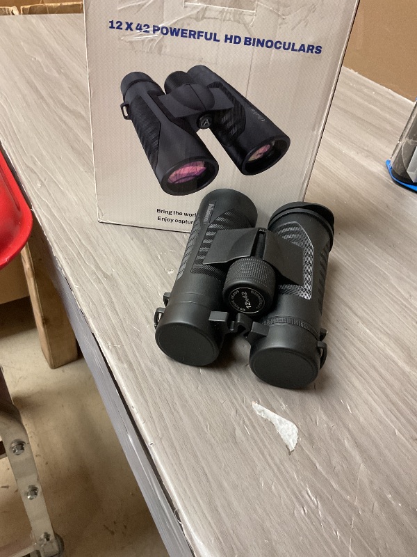 Photo 1 of 12x42 HD Binoculars for Adults High Powered with Phone Adapter and Tripod, Super Bright BAK4 Prism Waterproof Binoculars for Bird Watching Hunting Hiking Safari Travel Sports