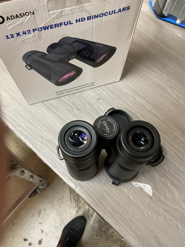 Photo 1 of 12x42 HD Binoculars for Adults High Powered with Phone Adapter and Tripod, Super Bright BAK4 Prism Waterproof Binoculars for Bird Watching Hunting Hiking Safari Travel Sports