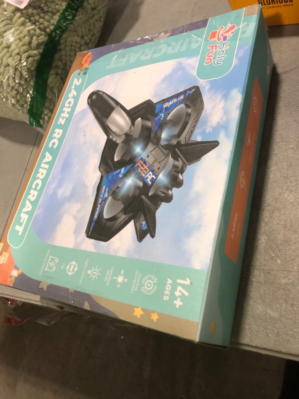 Photo 1 of Foam RC Plane Drone for Kids, Remote Control Airplane Fighter Jet with LED Light, Auto Hover, 360°Flip, 2 Batteries (16 Mins Flight), Easy to Fly for Beginners