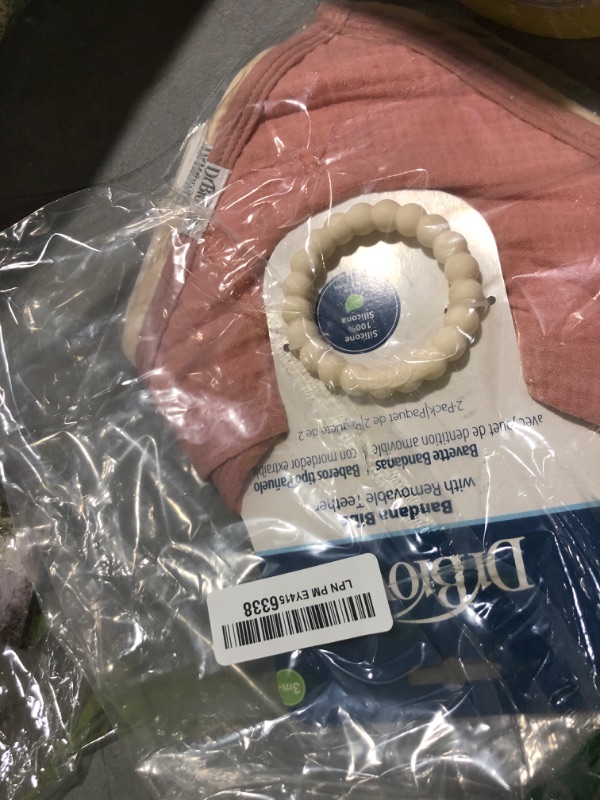 Photo 1 of Dr. Brown's Muslin Bandana Bibs with Snap-On Removable Beaded Teether, Cotton Baby Bib for Teething & Drooling, Light Blue/Teal, 3m+, 2 Pack
