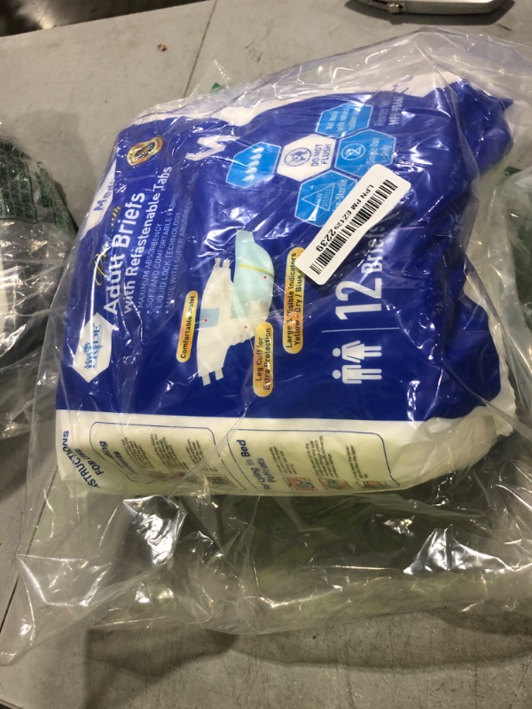 Photo 1 of MED PRIDE Ultra-Absorbent Adult Diaper for Diarrhea, Bowel Incontinence, Odor Control, Refastenable Tabs, Women's Fecal Incontinence Underwear (Bag of 12 Medium White)