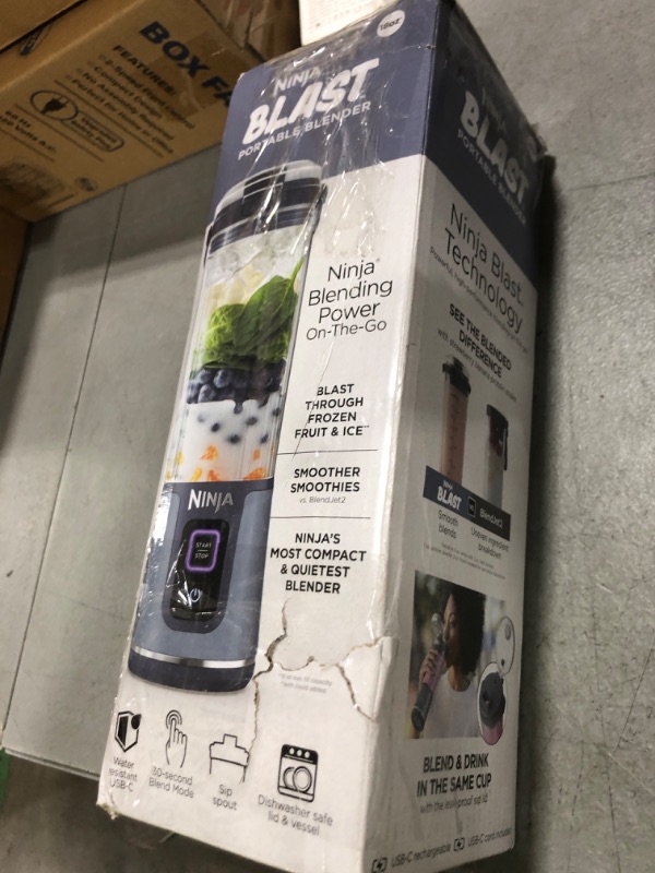 Photo 1 of Ninja BC151NV Blast Portable Blender, Cordless, 18oz. Vessel, Personal Blender-for Shakes & Smoothies, BPA Free, Leakproof-Lid & Sip Spout, USB-C Rechargeable, Dishwasher Safe Parts, Denim Blue