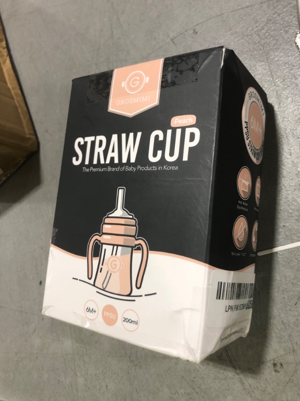 Photo 1 of GROSMIMI Spill Proof no Spill Magic Sippy Cup with Straw with Handle for Baby and Toddlers, Customizable, PPSU, BPA Free 6 oz (Peach)