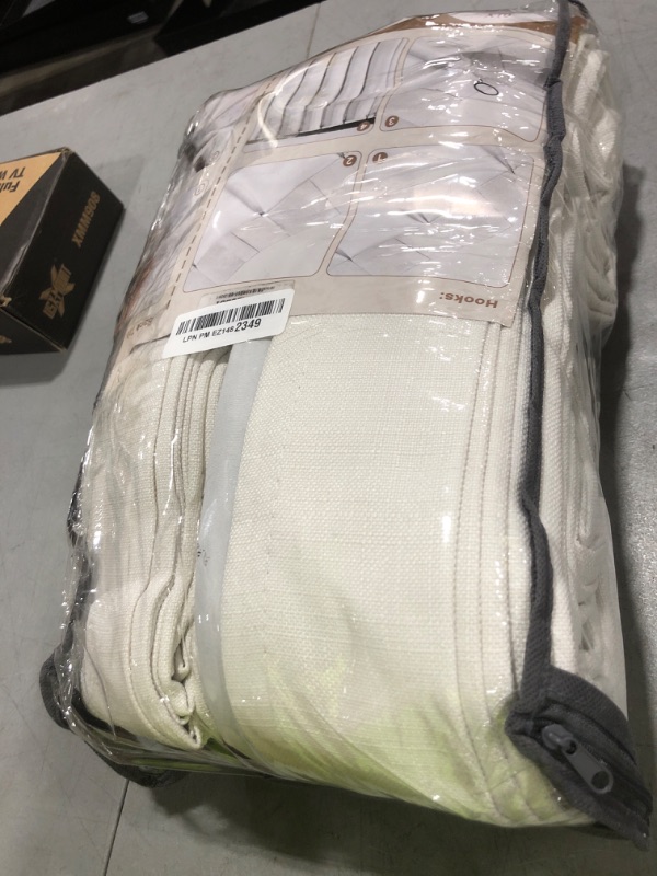 Photo 1 of 100% Blackout Linen 96 Inch Curtains 2 Panel Set for Bedroom, Modern Pinch Pleated Natural Linen Off Beige White Insulated Heavy Curtain 40 x 96 Inches Length Sliding Glass Door Room Darkening Drapes