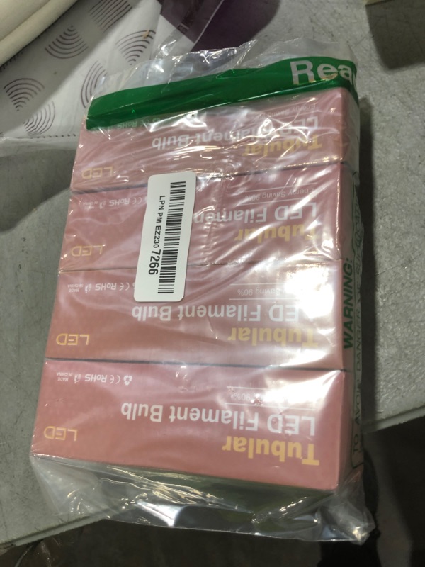 Photo 1 of Bonlux 4W LED T6.5 Tubular Filament Bulb Dimmable, E17 Intermediate Base T6.5 LED Appliance Light 5.7" Length 40W Incandescent Equivalent for Freezer Exit Sign Light, Daylight 6000K (4-Pack)