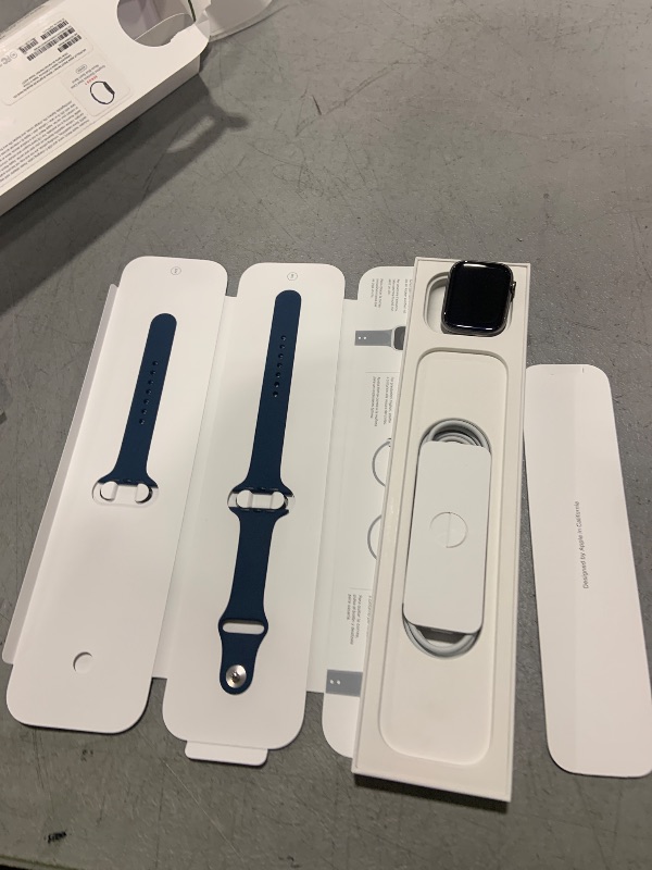 Photo 1 of Apple Watch Series 7 [GPS + Cellular 45mm] Smart Watch w/Graphite Stainless Steel Case with Abyss Blue Sport Band. Fitness Tracker, Blood Oxygen & ECG Apps, Always-On Retina Display, Water Resistant