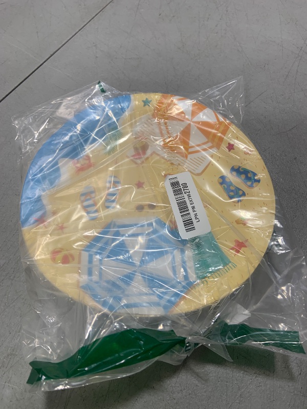 Photo 1 of OBUSATT 100Pcs Summer Beach Party Plates Hawaiian 9 Inch Dinner Dessert Paper Plates Disposable Umbrella Flip Flops Tableware Cake for Summer Pool Tropical Birthday Party Decorations Supplies Favor