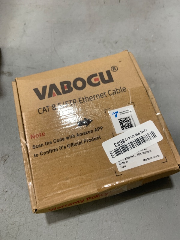 Photo 1 of Vabogu Cat 8 Ethernet Cable, 40ft Heavy Duty High Speed Internet Network Cable, Professional LAN Cable, 26AWG, 2000Mhz 40Gbps with Gold Plated RJ45 Connector, Shielded in Wall,Indoor&Outdoor