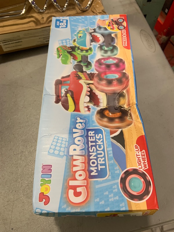 Photo 1 of JOYIN 3 Pack Monster Truck Toy - Motion Activated Light-Up Cars for Toddlers - Monster Treads Lightning Wheels - Baby Toy Present - Press & Go Cars for Boys Girls Birthday Gifts