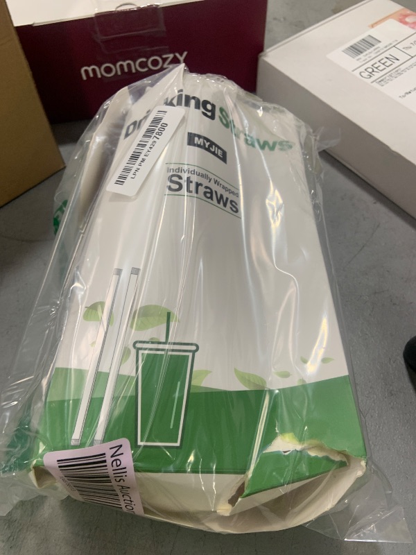 Photo 1 of [400 Pcs] Clear Individually Wrapped Disposable Plastic Straws(7.5" longX0.23" diameter)