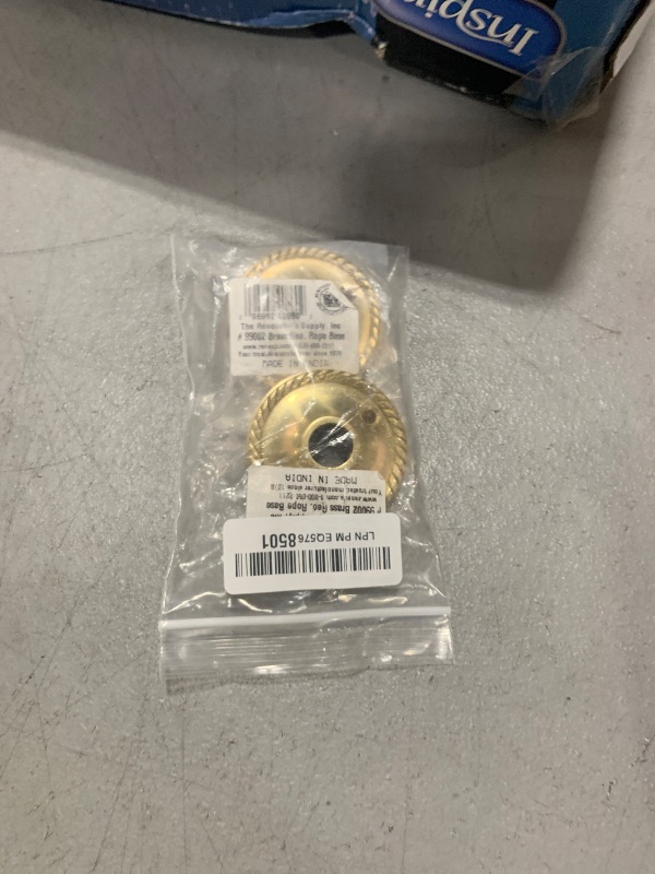 Photo 1 of Renovators Supply Manufacturing Brass Victorian Door Knob Rosettes Pair 2.5" W Backplate Roped Design Cabinet Knob Back Plate Hardware RSF Finish Roses Protective Furniture Hole Covers with Screws
