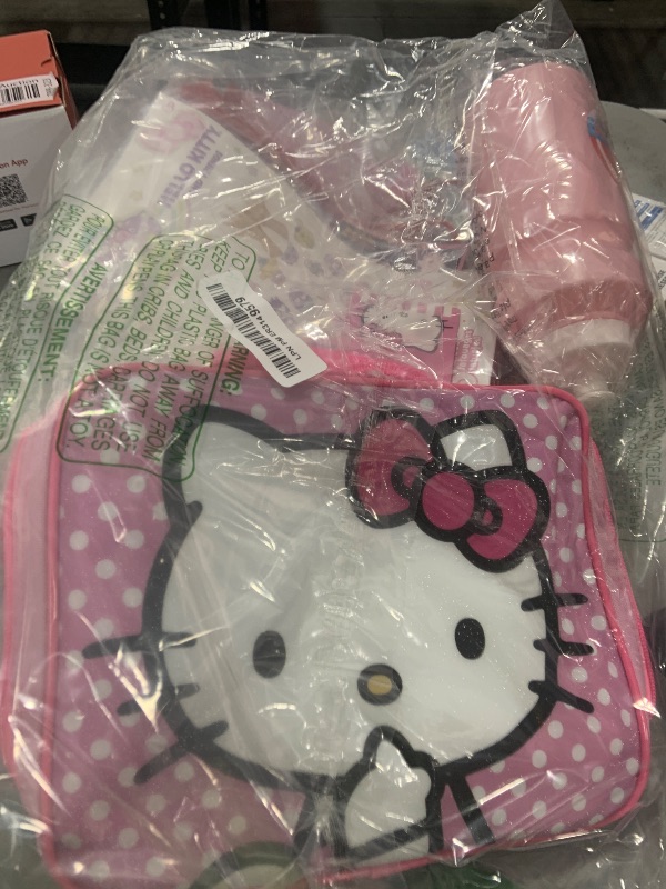 Photo 1 of Hello Kitty Backpack with Lunch Box - Bundle with 16" Clear School Bag for Girls, Lunch Bag, Water Bottle, Tattoos, More | Transparent Clear Backpack for Kids School Supplies