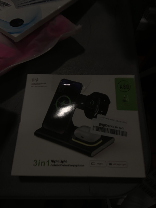 Photo 1 of 3 in 1 Foldable Charging Station for Apple Products,Fast Wireless Charger Travel Dock Adapter&Light for iPhone 16/15/14/13/12/11/X/XS,for iWatch 10/9/8/7/Ultra2/Ultra/SE,for AirPods 4/3/2/Pro/2(Blue)