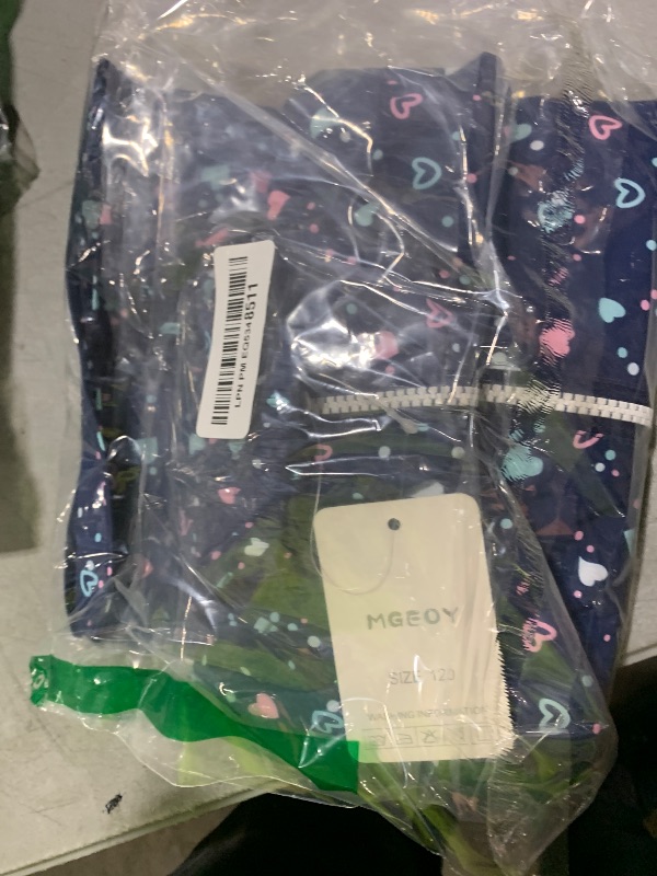 Photo 1 of MGEOY Girls Rain Jacket Lightweight Waterproof Hooded Cotton Lined Raincoat Windbreaker for Kids Navy 5/6