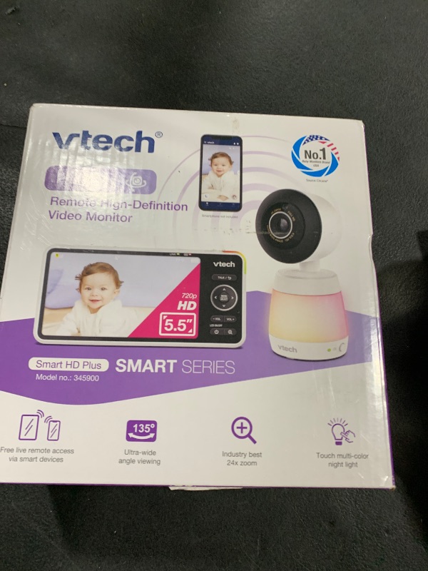 Photo 1 of VTech Smart WiFi Baby Monitor, 2K CMOS Sensor Camera, 5.5-inch HD IPS Screen, Clear Infrared Night Vision, Pan-Tilt, 24x Zoom, 2-Way Talk, Multi-Color Night Light, Soothing, Free App: Smart HD Plus