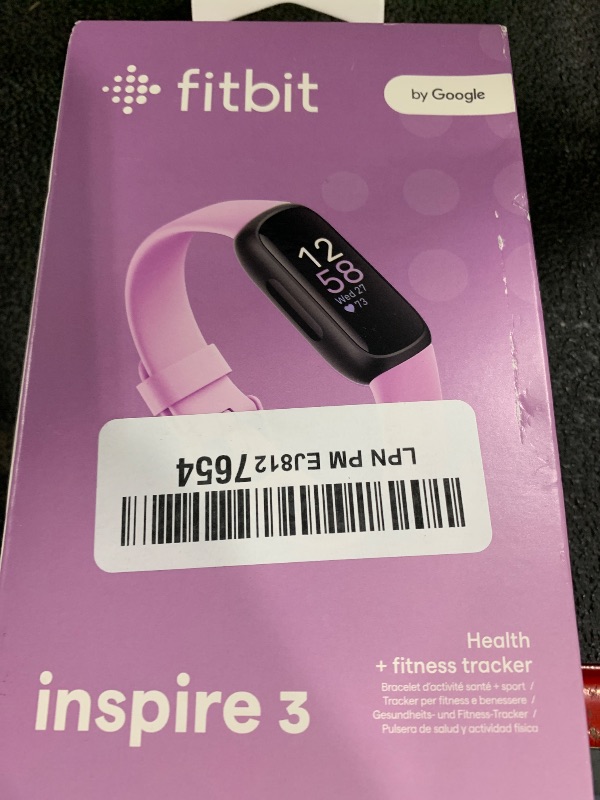 Photo 1 of Fitbit Inspire 3 Health &-Fitness-Tracker with Stress Management, Workout Intensity, Sleep Tracking, 24/7 Heart Rate and more, Lilac Bliss/Black, One Size (S & L Bands Included)