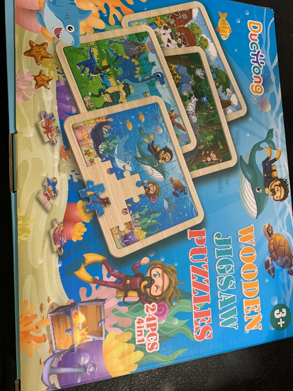 Photo 1 of 4 Packs Puzzles for Kids Ages 4-6, Wooden Animals Jigsaw Puzzles for Toddlers Ages 2-4, Preschool Educational Puzzles Boards Toys Gifts for 3 4 5 6 Boys Girls