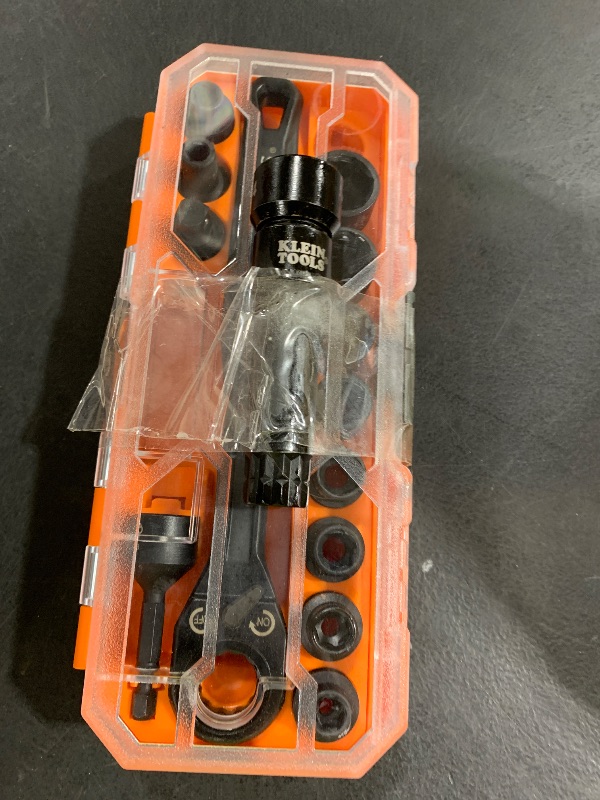 Photo 1 of Klein Tools 65400 KNECT 15-Piece Pass Through Socket Set, SAE Impact Socket Set with MODbox Case, Sockets, Bits, Accessories and 3/8-Inch Drive Adapter