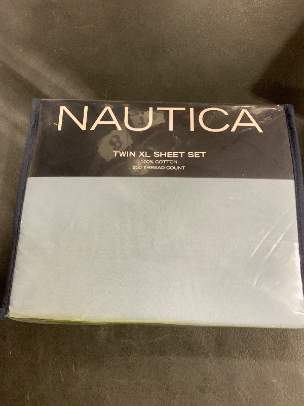 Photo 1 of Nautica - Twin XL Sheets, Cotton Percale Bedding Set, Fully Elasticized, Ideal Dorm Essentials (Solid Light Blue, Twin XL)