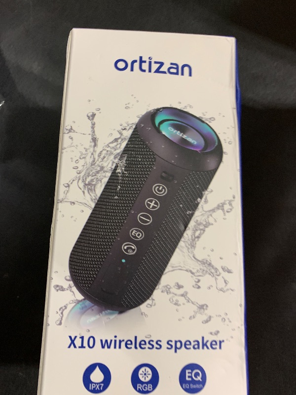 Photo 1 of Ortizan Portable Bluetooth Speaker: IPX7 Waterproof, 24W Loud Sound, Deep Bass, Bluetooth 5.3, LED Lights, Wireless Stereo Pairing, 30H Playtime, for Home/Outdoor/Party/Beach, Birthday Gift (Black)