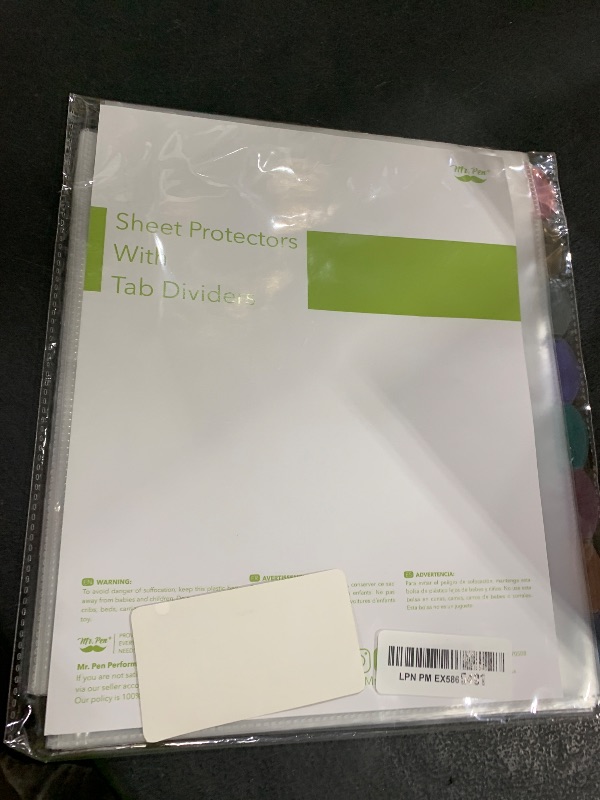 Photo 1 of Mr. Pen- Clear Sheet Protectors with Tabs, 8 Tabs, 2 Sets, Clear Plastic Dividers for 3 Ring Binder, Insertable Index Page Divider Multicolor Tabs
